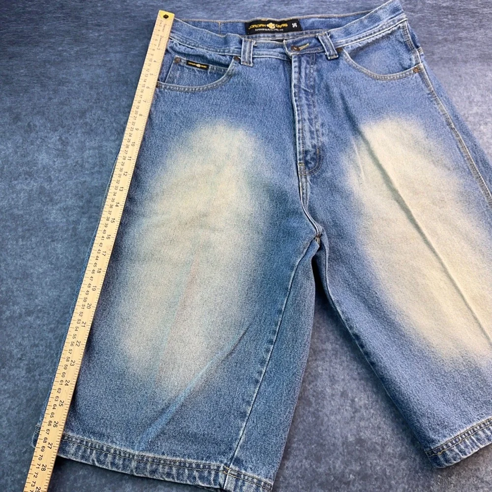 Jordan Craig Mens‎ Baggy Denim Shorts Blue Sandblasted Fade Size 36 Y2K Jorts